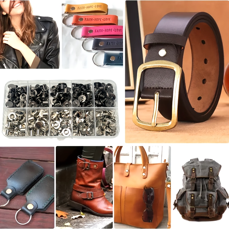 Leatherwork Repairs - 120 Sets Metal Rivets Kit, Leather