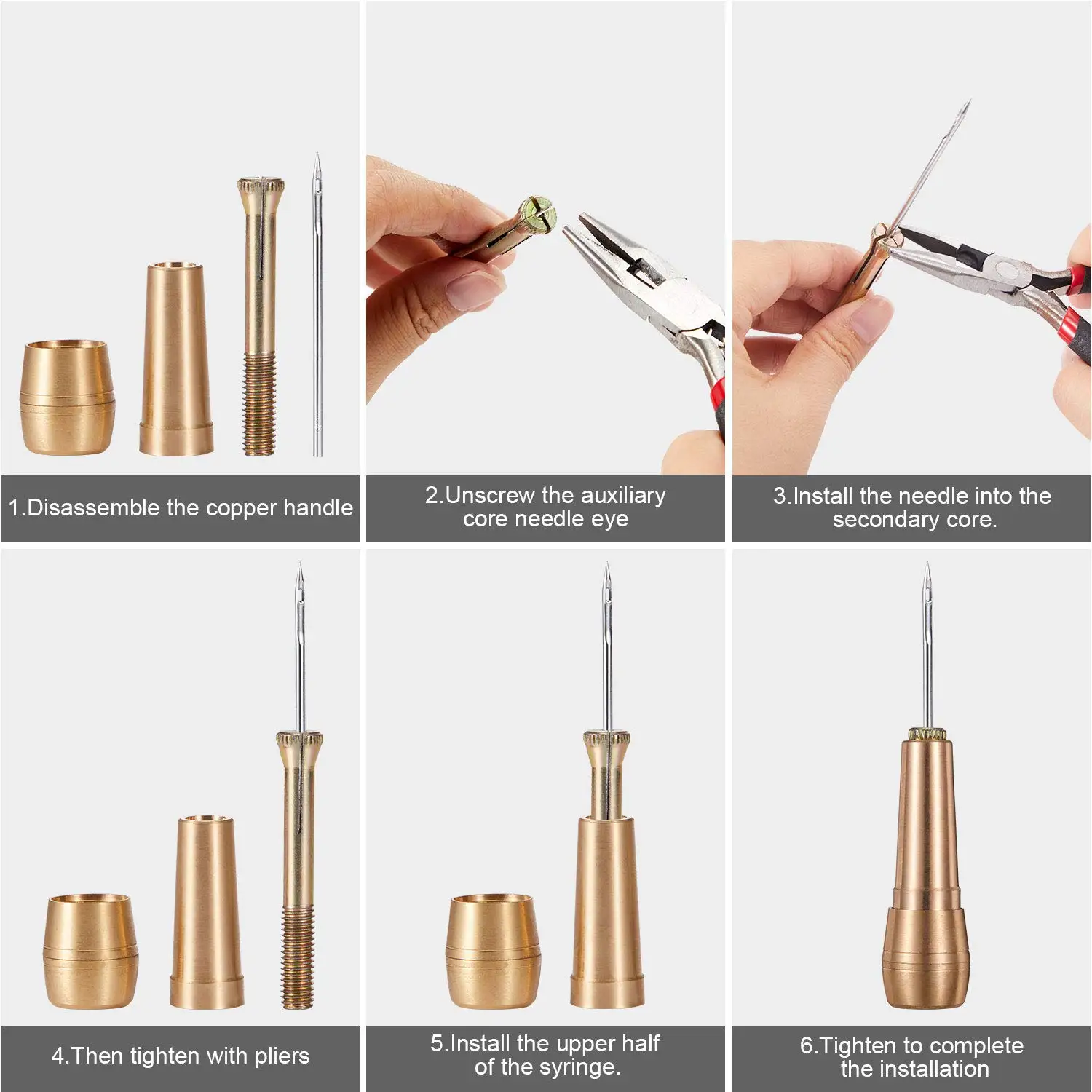 Leatherwork Repairs - Leather Stitching Kit w/Copper Awl &